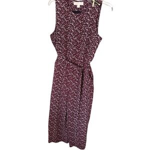 MICHAEL Michael Kors floral crepe belted jumpsuit burgundy red white pattern 8